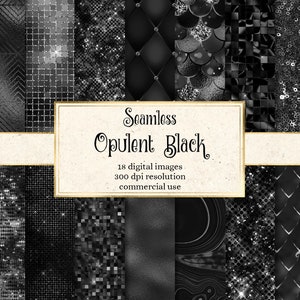 Opulent Black Digital Paper, Seamless Textures (JPG) image 1