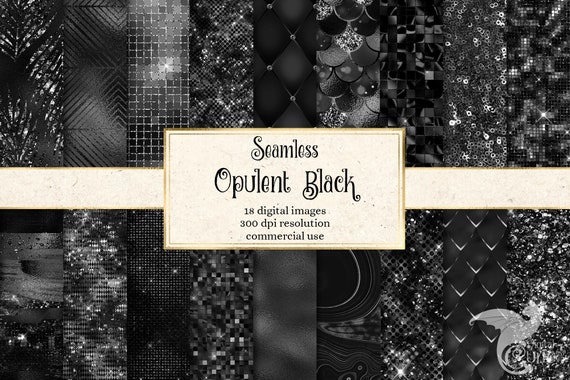 Opulent Black Digital Paper, Seamless Textures (JPG)