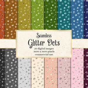 Glitter Dots Digital Paper, seamless patterns with whimsical sparkle patterns instant download for commercial use