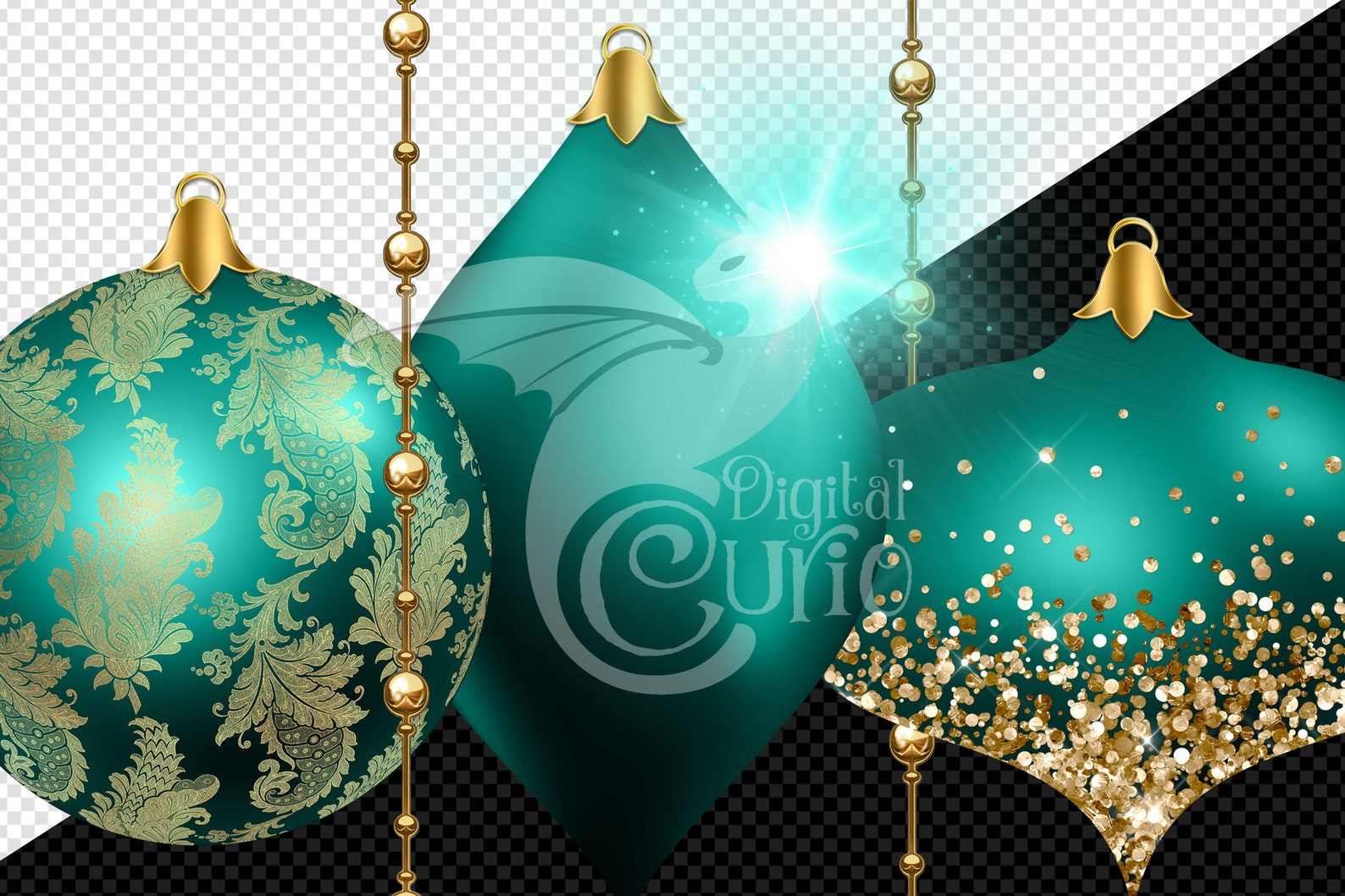 Teal And Gold Christmas Decorations 