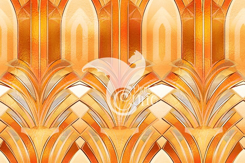 Orange Stained Glass Digital Paper Seamless Printable Etsy