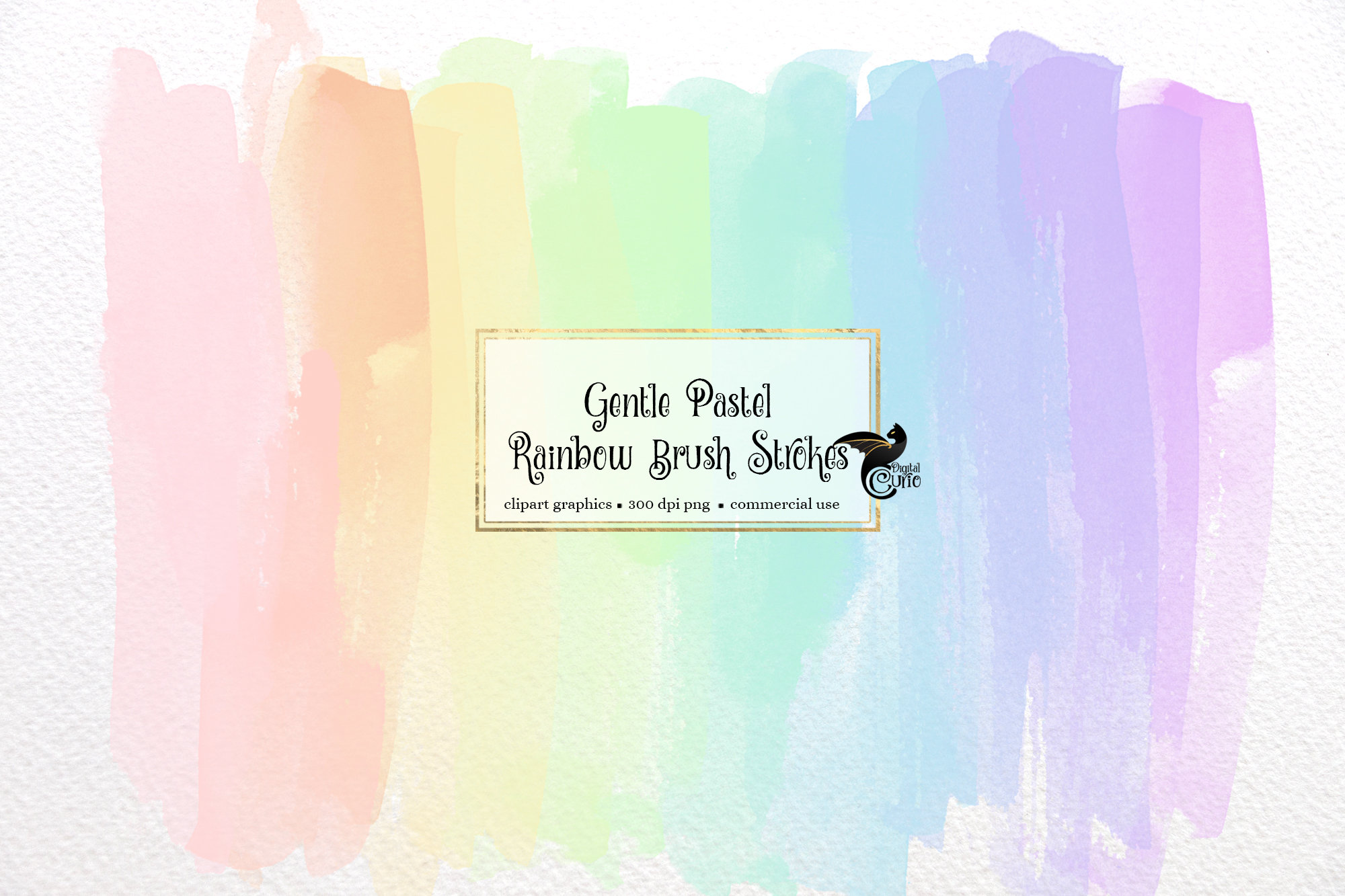 Gentle Pastel Rainbow Brush Strokes Clipart Paint Elements in - Etsy