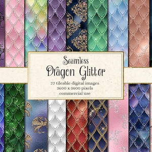 Dragon Glitter Digital Paper, glitter dragon seamless patterns, sparkle dragon scales, dragon patterns, backgrounds, commercial use