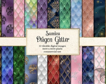 Glitter Dragon Scales Digital Paper, Seamless Patterns (Digital Download)