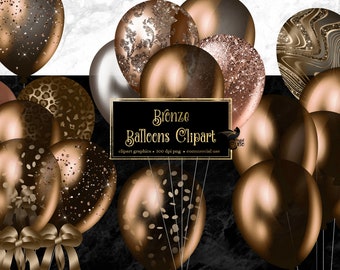 Bronze Ballons Clipart - digitale Clip-Art-Grafiken für Party-Einladungen und kommerzielle Nutzungsdesigns