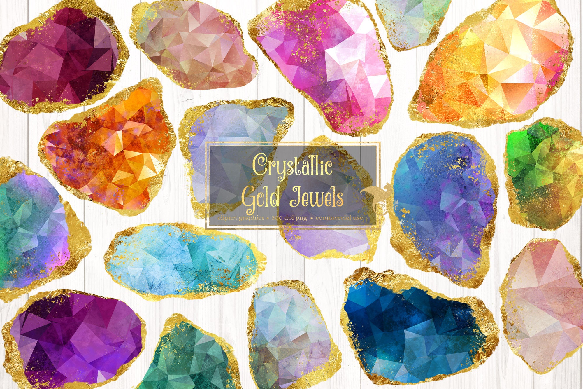 Jewel Clipart, Digital Gems, Watercolor Gems, Jewel Clip Art