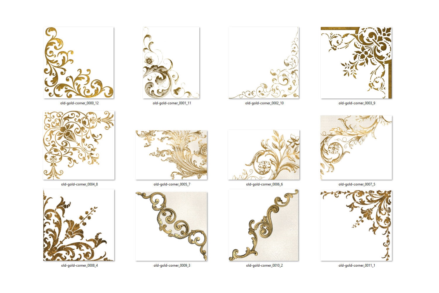 Gold Vintage Corner Clipart – Ornamental Frame Graphics (PNG) - Etsy