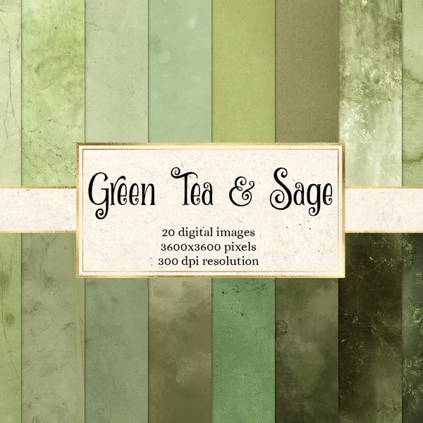 Texturas de té verde y salvia - descarga instantánea de texturas de papel digital grunge angustiado para uso comercial