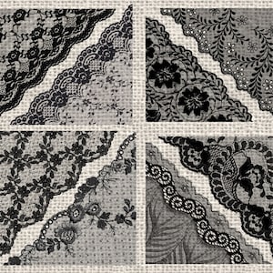 Schwarze Spitze Ecken Clipart, Spitze png Clip Art, Viktorianische Spitze Overlay, Hochzeit Clipart Schäbige digitale Spitze Ränder