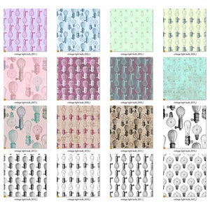 Vintage Light Bulbs Digital Paper – Seamless Patterns (digital Download ...