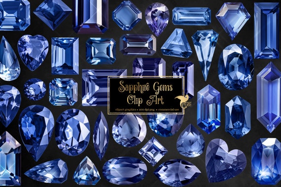 Sapphire Gems Clipart – Luxury Diamond PNG, Commercial Use (Digital Download)