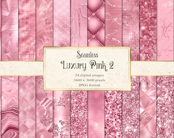 Luxury Pink Digital Paper Pack, Glitter Foil Textures (Instant Download)