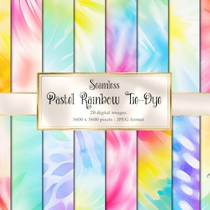 Pastel Rainbow Tie Dye Digital Paper, seamless printable textures printable scrapbook paper