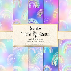 Little Rainbows Digital Paper - seamless iridescent glitter and foil textures instant download for commercial use