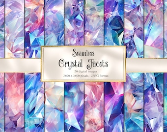 Crystal Facet Textures - digital printable sparkling diamond pattern backgrounds for instant download commercial use