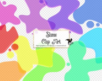 Slime Clip Art - digital rainbow slime graphics in png format instant download for commercial use