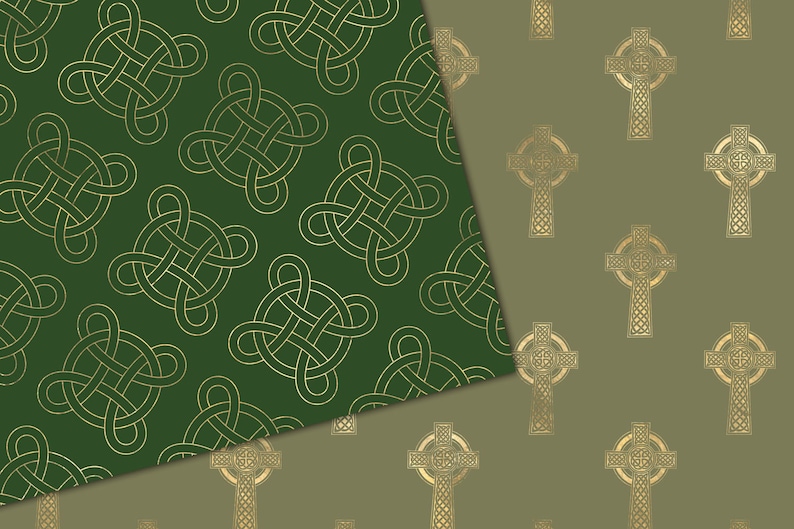 Green and Gold Celtic Knot Digital Paper (seamless) - Etsy