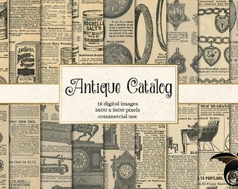 Antique Catalog Ephemera, Printable Vintage Magazine Paper (Digital)