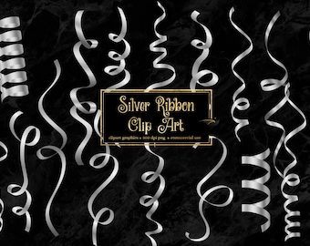 Ribbon Clip Art - silbernes Kringelband im PNG-Format zum sofortigen Download für kommerzielle Nutzung