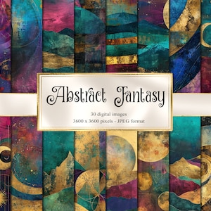 Papel digital de fantasía abstracta, páginas de álbum de recortes de fantasía de papel digital celestial papel imprimible descarga instantánea