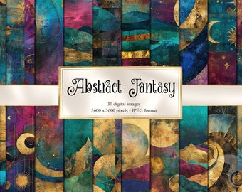 Abstract Fantasy Digital Paper, celestial digital paper fantasy scrapbook pages printable paper instant download