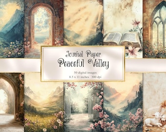Peaceful Valley Journal Papier, christlicher Himmel Themen Digitales Scrapbook Journal Seiten (Instant Download)
