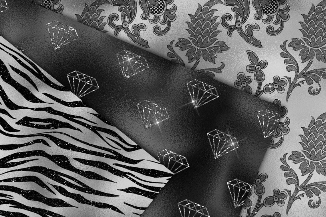 Black and Silver Glam Digital Paper, Glitter Textures (seamless) - Etsy