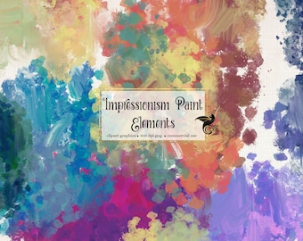 Impressionismus Pinselstriche Clipart - PNG Overlays (Digitaler Download)