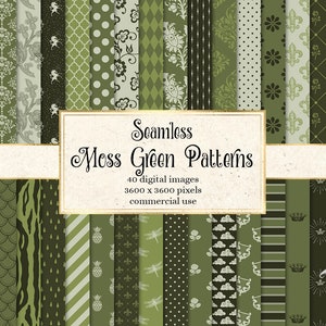 Moss Green Digital Paper, Seamless Patterns, Scrapbooking (Digital Download)