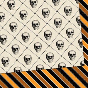 Retro Halloween Digital Paper Textures, Skull Vintage Patterns (digital ...