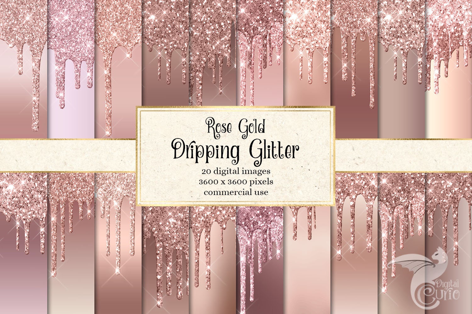 Rose Gold Glitter Fabric, Wallpaper and Home Decor