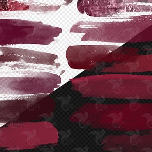 Burgundy Watercolor Brush Strokes Clipart, Paint Elements in Digital ...