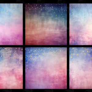 Starry Gold Sunset, Golden Starry Night Digital Papers, Printable ...