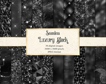 Luxury Black digital paper, seamless black scrapbook paper, black glitter, digital paper, black sequin, metal, digital metallic textures