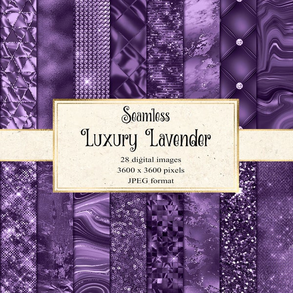 Luxury Lavender Digital Paper, seamless purple textures, glitter, foil, sequin, diamond tufted digital instant download commercial use