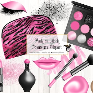 Rose et noir cosmétiques Clip Art - maquillage numérique et graphismes beauté au format png téléchargement immédiat pour un usage commercial