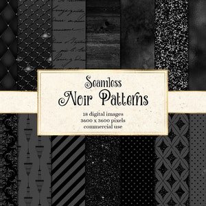 Noir Digital Paper - seamless black patterns with glitter for instant download commercial use