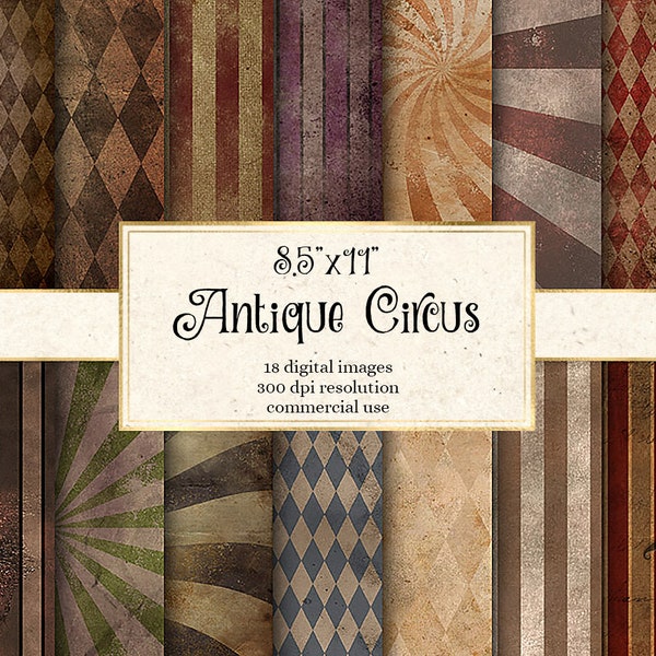 Antike Zirkus digitale Papier Hintergründe Vintage viktorianischen Grunge Distressed Texturen, Freakshow druckbares Scrapbook Papier kommerzielle Nutzung