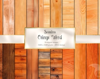 Orange Wood Digital Paper: Rustic Planks Texture (digital Download