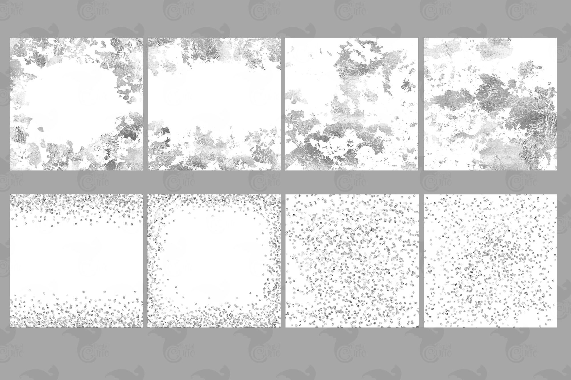 Silver Glitter and Foil Backgrounds – 16 Digital Textures (12x12 Inches ...