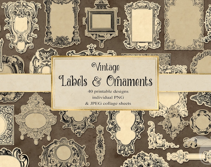Victorian Blank Labels Printable Add Text Printable Crafting Digital ...