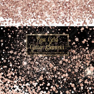 Rose Gold Glitter Elements - Clipart Grafiken im PNG Format mit Funkeln und Glitzer Konfetti sofort download für kommerzielle Nutzung
