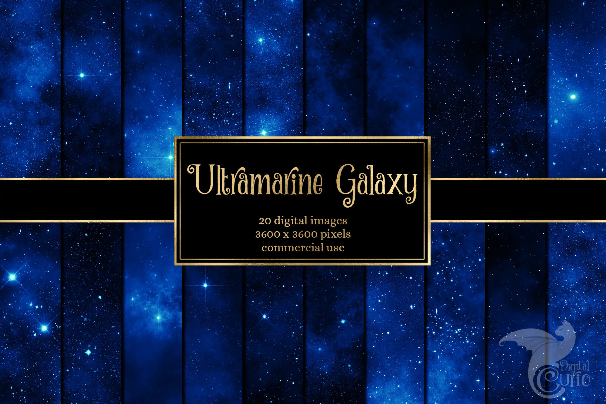 Ultramarine Galaxy Digital Paper - Starry Night Textures (digital ...