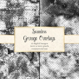 Seamless Grunge Overlays, 12x12 vintage distressed texture digital overlays for photoshop patterns instant download commercial use