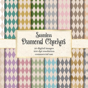 Diamant Checkers Digital Paper, nahtlose Harlekin Diamant kariert Muster, Alice's Adventures in Wonderland Hintergründe sofortiger download