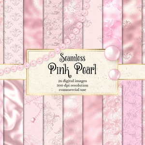 Pink Pearl Digital Paper, sfondi di perle senza soluzione di continuità con texture di perle di lusso in seta e lamina download istantaneo per uso commerciale