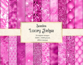 Luxury Fuchsia Digital Paper, sequiun textures, Backgrounds Glitter, pink Foil, leather Scrapbook Paper Pack, commercial Instant Download