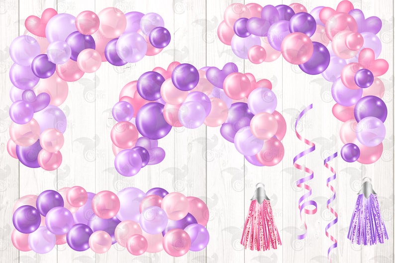 Pink and Purple Balloon Arch Clipart Balloon Png Digital - Etsy UK