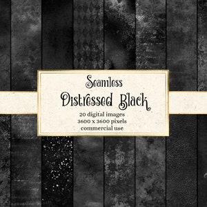 Seamless Distressed Black Textures, digital paper, distressed textures, grunge backgrounds, vintage scrapbook paper instant download