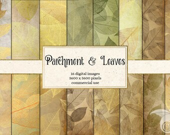 Autumn Leaf Digital Paper Pack, Gold Overlay (Commercial Use)